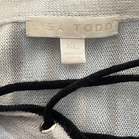 Lisa Todd Knit Short sleeve Sweater Top Light Blue Gray White Size XL - Picture 4 of 7